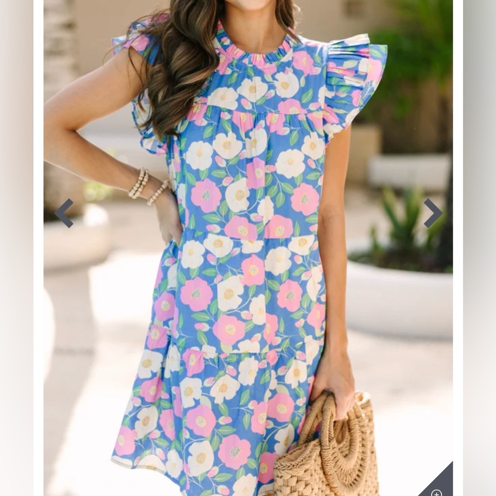 JODIFL Floral Ruffle Sleeve Dress